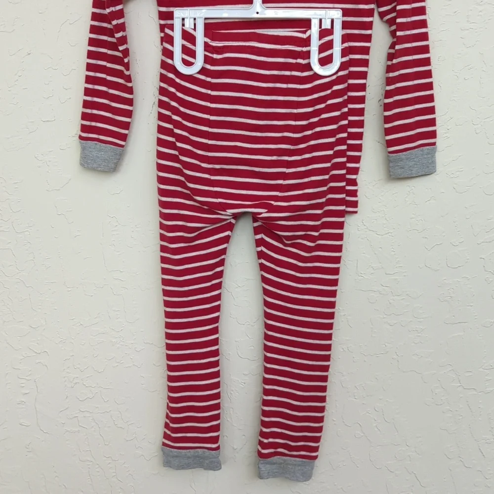 GAP Kids Red and Gray Striped Long Sleeve Henley Top and Pants Pajama Set Size 4